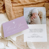 Modern Script Licht Paarse foto doop Bedankkaart