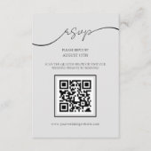 Modern Script Lichtgrijs QR Code Bruiloft RSVP Kaa Informatiekaartje (Voorkant)