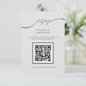 Modern Script Lichtgrijs QR Code Bruiloft RSVP Kaa Informatiekaartje (Staand voorkant)