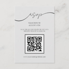 Modern Script Lichtgrijs QR Code Bruiloft RSVP Kaa Informatiekaartje