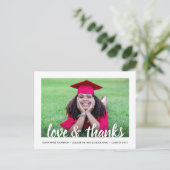 Modern Script Liefde & Bedankt 2 Foto Afstuderen Briefkaart