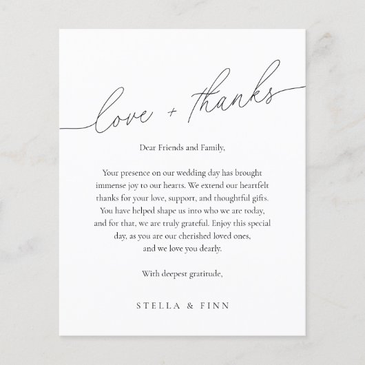 Modern Script Liefde + Bedankt Wedding Place Card (Voorkant)