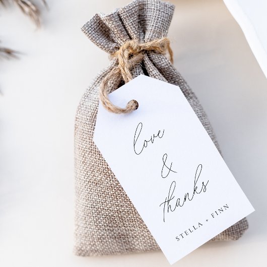 Modern Script Liefde & Dank Trouwdag Cadeaulabel