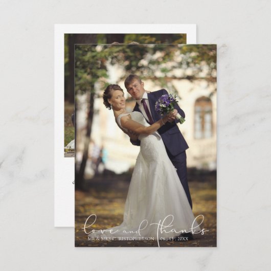 Modern Script LIEFDE EN BEDANKT Foto bruiloft Dank (Voorkant / Achterkant)