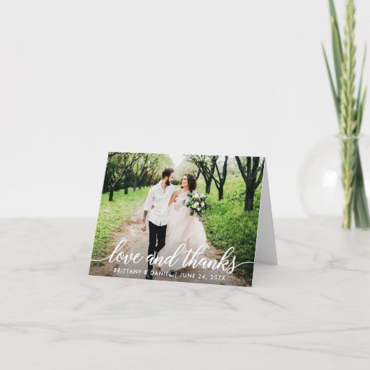 Modern Script Liefde en Bedankt Trouwnotitie (Voorkant)