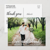 Modern Script Liefde en Dank Huwelijksfoto W Briefkaart (Voorkant / Achterkant)