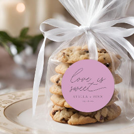 Modern script liefde is een lieve bruiloft ronde sticker