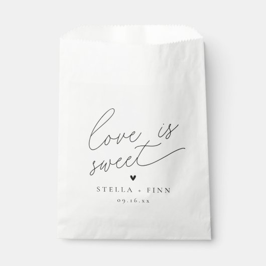 Modern Script Liefde Is Zoet Bruiloft Bedankzakje (Voorkant)