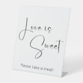 Modern Script Liefde is zoet Reclamebord Met Voetstuk (Voorkant)