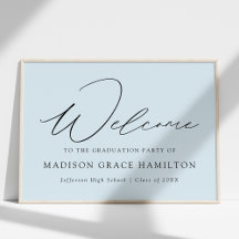 Modern Script Light Blue Welcome Graduparty