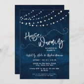 Modern Script Light Strings Housewarming Party Kaart (Voorkant / Achterkant)