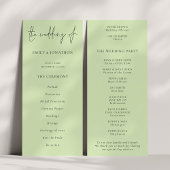 Modern Script Limoen Cream Green Wedding Program Kaart