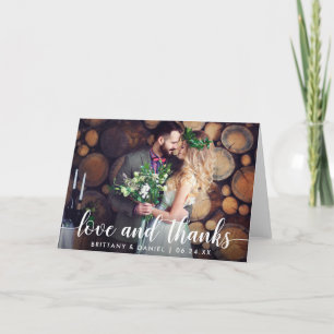 Modern Script Love and Bedankt Wedding Couple Fold