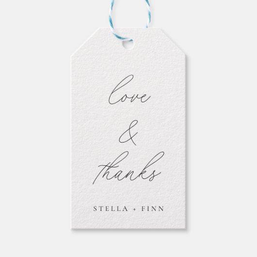 Modern Script Love & Bedankt Wedding Cadeaulabel (Voorkant)