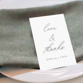 Modern Script Love & Bedankt Wedding Plaatskaartje