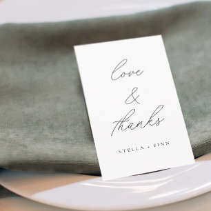 Modern Script Love & Bedankt Wedding Plaatskaartje