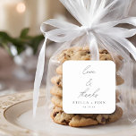 Modern Script Love & Bedankt Wedding Vierkante Sticker<br><div class="desc">Eenvoudig modern minimalistisch script "Love & bedankt" bruiloft gunst sticker.</div>