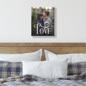 Modern Script Love Custom Engaged Couples Photo Canvas Afdruk (Insitu (Slaapkamer))