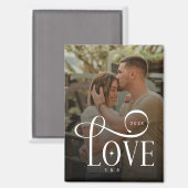 Modern Script Love Custom Engaged Couples Photo Magneet (Voorkant / Achterkant)