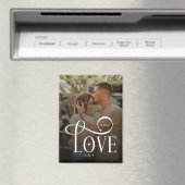 Modern Script Love Custom Engaged Couples Photo Magneet (Insitu (Vaatwasser))