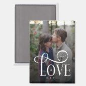 Modern Script Love Custom Engaged Couples Photo Magneet (Voorkant / Achterkant)