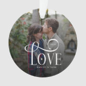 Modern Script Love Custom Engaged Couples Photo Ornament (voorkant)