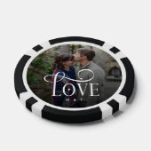 Modern Script Love Custom Engaged Couples Photo Poker Chips (Enkel)