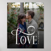Modern Script Love Custom Engaged Couples Photo Poster (Voorkant)