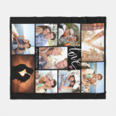 Modern Script LOVE Hart Fotocollage Personaliseren Fleece Deken (Voorkant (Horizontaal))