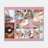 Modern Script LOVE Hart Fotocollage Roos Namen Fleece Deken (Voorkant (Horizontaal))