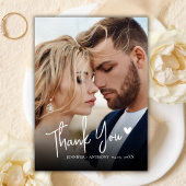 Modern Script Love Heart 2 foto bruiloft Dank u Bedankkaart