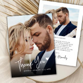Modern Script Love Heart 2 foto bruiloft Dank u Bedankkaart