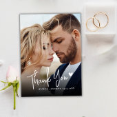 Modern Script Love Heart 2 foto bruiloft Dank u Notitiekaartje