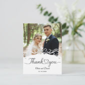 Modern Script Love Heart Wedding Flat Thank You Briefkaart (Staand voorkant)