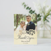 Modern Script Love Heart Wedding Flat Thank You Po Briefkaart (Staand voorkant)