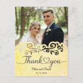 Modern Script Love Heart Wedding Flat Thank You Po Briefkaart (Voorkant)