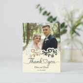 Modern Script Love Heart Wedding Flat Thank You Po Briefkaart (Staand voorkant)