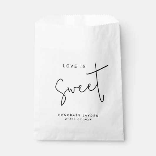 Modern Script Love is Sweet Afstuderen Bedankzakje (Voorkant)