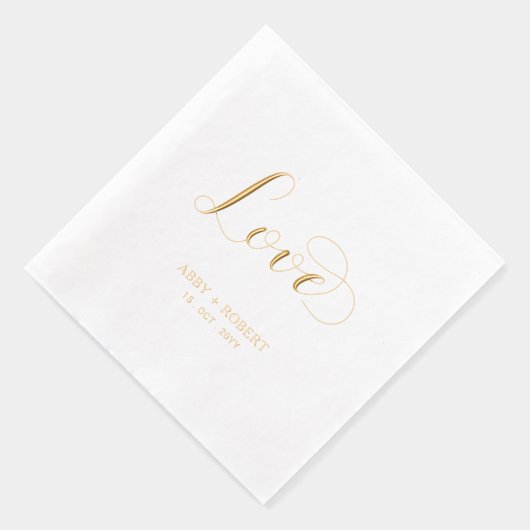 Modern Script Love | Paren Naam Aangepaste bruilof Folie Servetten (Rechts)