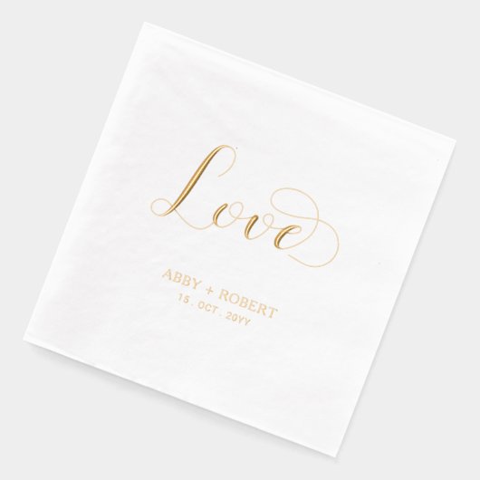 Modern Script Love | Paren Naam Aangepaste bruilof Folie Servetten (Links)