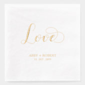 Modern Script Love | Paren Naam Aangepaste bruilof Folie Servetten (Voorkant)