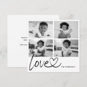 Modern Script Love Photo Collage Kaart (Voorkant / Achterkant)