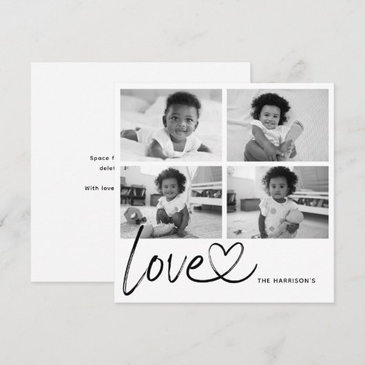 Modern Script Love Photo Collage Kaart (Voorkant / Achterkant)