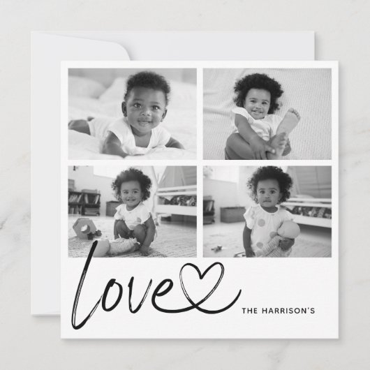 Modern Script Love Photo Collage Kaart (Voorkant)