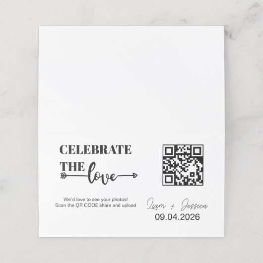 Modern Script Love QR Code Note Card Klantenkaartje (Buitenkant ongevouwen)