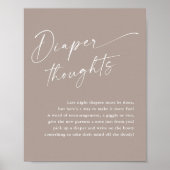 Modern Script Luier Gedachten Neutraal Baby shower Poster (Voorkant)