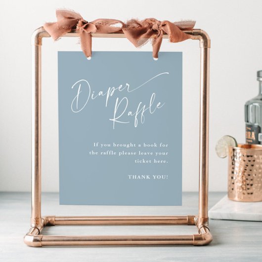 Modern Script Luier Raffle Blauw Baby shower Poster