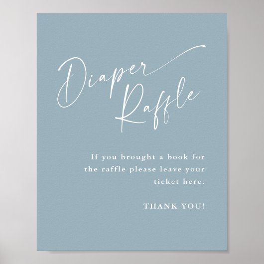 Modern Script Luier Raffle Blauw Baby shower Poster (Voorkant)