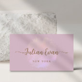 Modern Script Luxe roze holografische schoonheid Visitekaartje