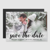 Modern Script Magnetische foto Bewaar de datum (Voorkant / Achterkant)